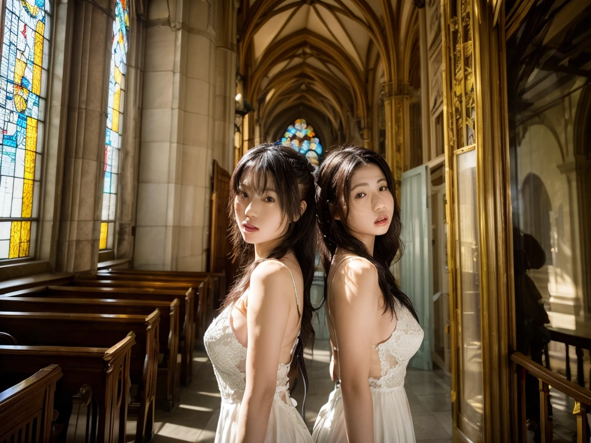 ( Masterpiece:1.25, exposed:1.2, White and vivid colors, Acutance),{ navel | pretty Ass | Detailed open crotch | Delicate lace knitted wear }, (tiny sexy junior idol), ((face variations)), portrayed in the best quality and high resolution. The image should be ultra-detailed, ( realistic, and photorealistic with a touch of rawness ). under the mesmerizing back lighting, (Dazzling and delicate stained glass Background). (concept art). enhancing the overall visual impact. Whole Body proportions and all limbs are anatomically accurate, (nipple:-0.9) .