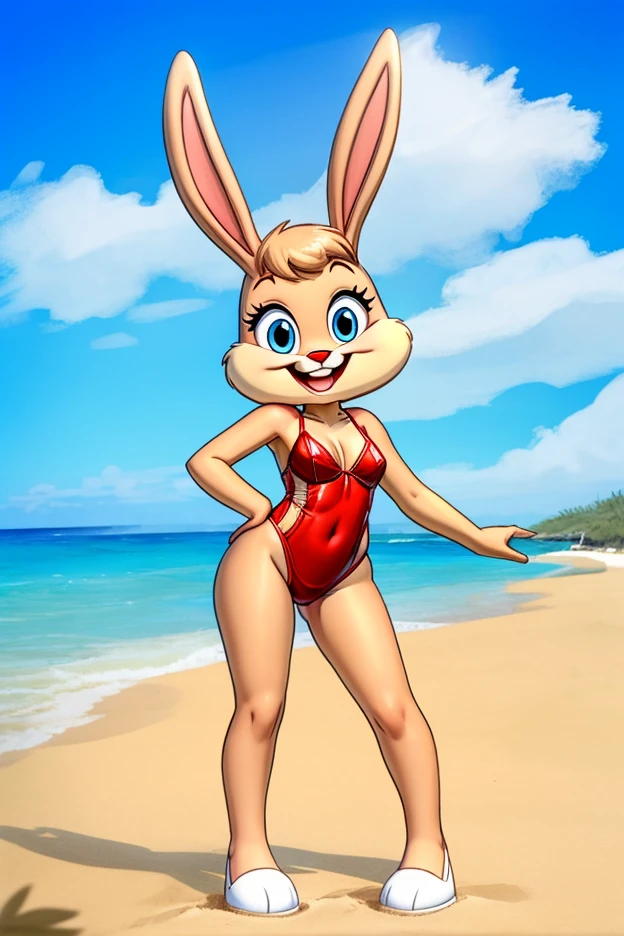 fluff-kevlar, by Zackary911, by Kenket, by Kilinah, by fluff-kevlar, (masterpiece), (best quality), (anthro furry:1.3, snout:1.2, anthro:1.3, furry:1.2, solo female:1.2), (extremely detailed:1.3), (extremely detailed eyeuscular figure, thick figure), (wide hips), (thick thighs), choker, Bikini, day time, (poll background), (perfect posture, king expression), Judy hopps, bunny girl, humongous breasts, standing up, show feet