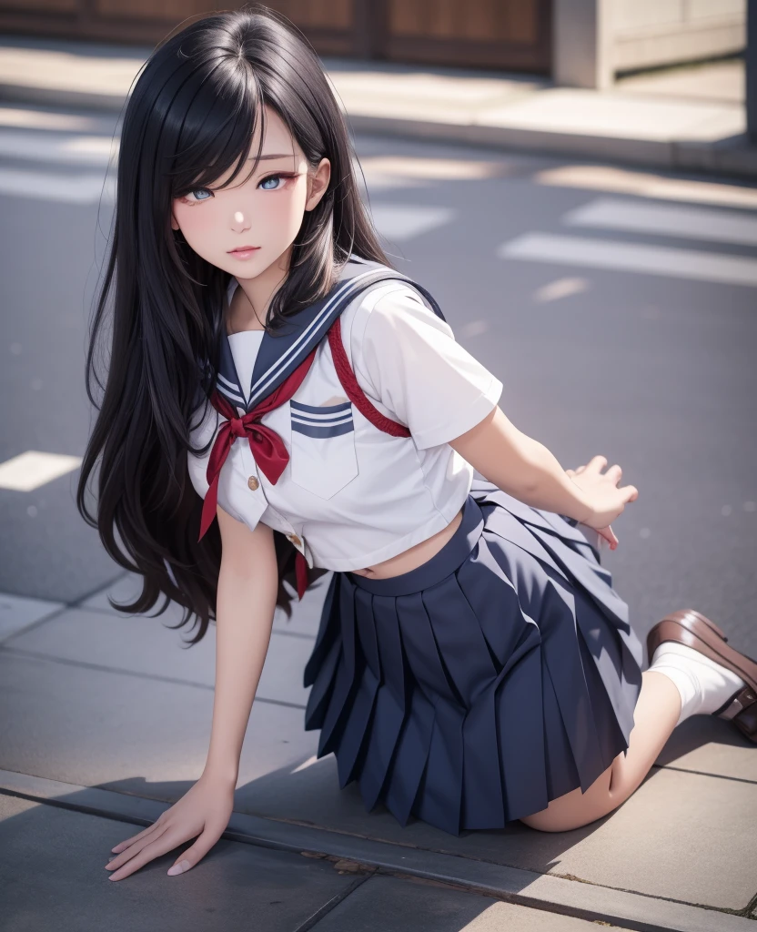 1People Girls、a miniskirt、a picture、masterpiece、top-quality、blue open sky、open legs with large breasts,、、Face like in the photo、、realisticlying、realisitic、