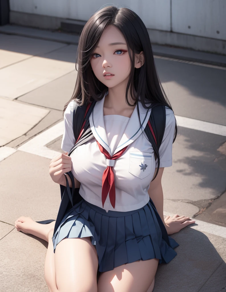 (masterpiece:1.2, highest quality), (realistic, photorealistic:1.4), beautiful illustrations, (movie lighting), Depth of written boundary, looking at the viewer, Front view, 1 girl, Asian, 1, ((bob hair)), perfect face, Cute symmetrical face, shiny skin, asymmetrical bangs, Big eyes, ((shaved pussy:1.5)), ((Anatomically perfect body:1.5)), ((Pink nipples)), long eyelashes, beautiful hair, beautiful face, fine and beautiful eyes, beautiful clavicle, beautiful body, beautiful breasts, thin thighs, beautiful feet, beautiful fingers, ((school uniform )), (vaginal sex:1.5), (beautiful scenery), Outdoor Exposure, droopy eye, (cum in pussy:1.5), sex, erotic, A hairless pussy, hetero, cowgirl position, Inserting a penis into a pussy, (smile, Upper grade)