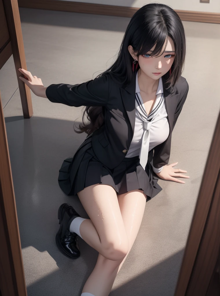 ulzzang-6500-v1.1, (Raw photo:1.2), (Photorealistic:1.4), Beautiful detailed girl, Very detailed eyes and face, Beautiful detailed eyes, Ridiculous, Incredibly ridiculous, Huge file size, Ultra detail, High resolution, Very detailed, Top quality, Masterpiece, Kemomimi, ((Japan girls' high school summer uniform)), Illustration, Very detailed, CG , unity, 8k wallpaper, fantastic, fine details, masterpiece, best quality, highly detailed cg uniform 8k wallpaper, night light, movie lighting, 16 year old girl, (without panties)), ((sexual dynamic pose))), (camel toe), (hands stretched up), (legs open and thighs oopen), (hands stretched up), ( Show the crotch of sheer pantyhose), (sheer pantyhose), ((no panties)), (sitting on legs bending the knees)) (((legs open and open to the thigh)))