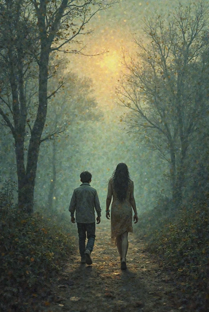 a protective sibling caring for his injured sister through misty woods