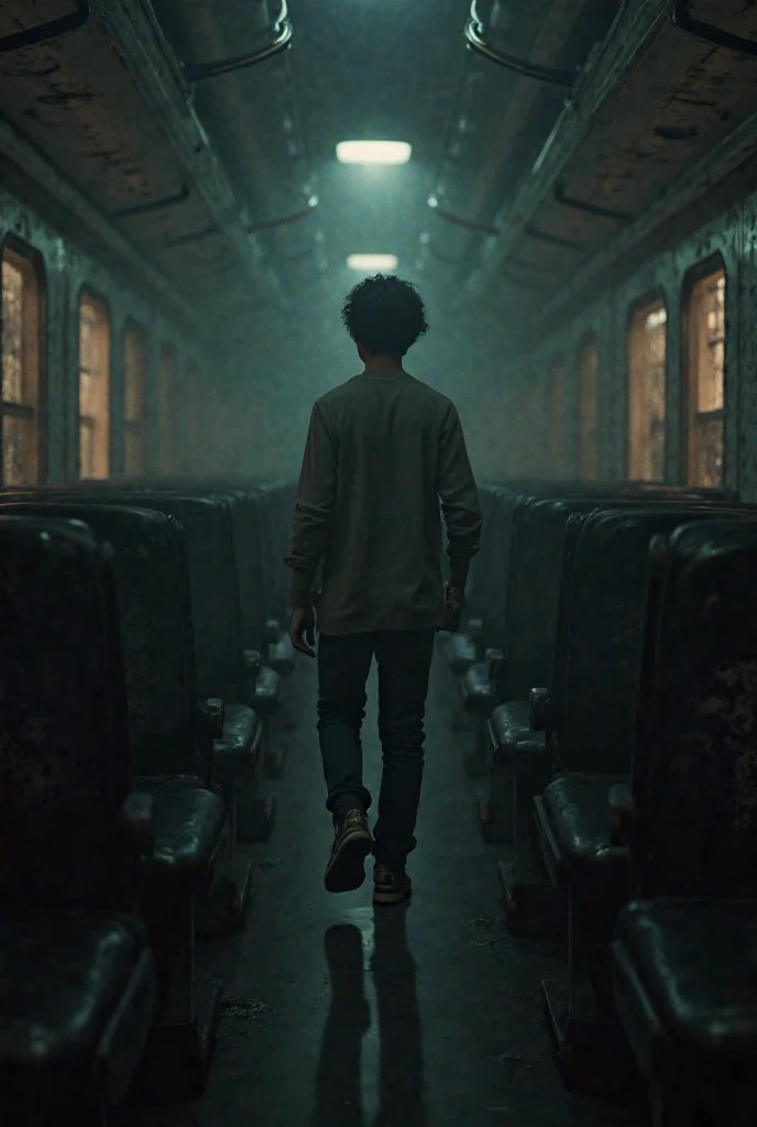 Album art of a teenage guy drunk in love, sleeping in a subway bus, with one hand falling out, and a bottle rolled on the floor, skin dark color