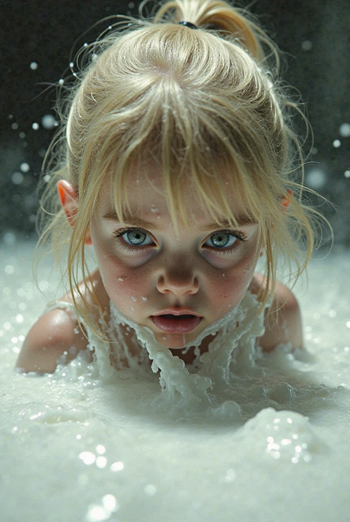 (master part, alta qualidade, melhor qualidade, Arte Oficial, Beauty and Aesthetics:1.2),water element, girl made of water,1 KIDS blonde long hair ,water,Realistic,realidade,((Translucent luminous body)),titular_vestir,