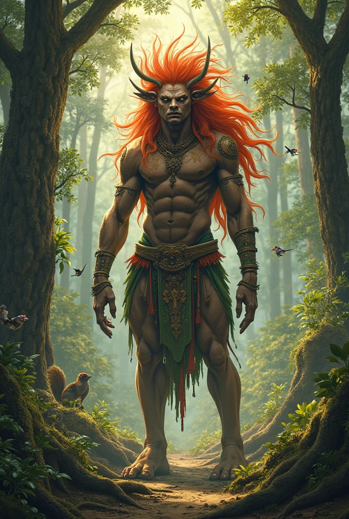 The legend of Curupira is one of the oldest in Brazilian folklore, originated from indigenous peoples.
The Curupira is a magical being, well known for protecting the forest. He has red hair and backwards feet.. He loves animals and trees very much and doesn't allow anyone to harm them..
To protect the forest, Curupira can do some mischief. He whistles to confuse anyone entering the forest., creating false signals so that hunters get lost. If someone disappears in the forest or forgets the way back, It is possible that Curupira is nearby!
But don't be scared! Curupira just wants to protect nature. Then, if you go for a walk in the forest, remember to respect all plants and animals. Thus, Curupira will like you and will not play tricks on you.