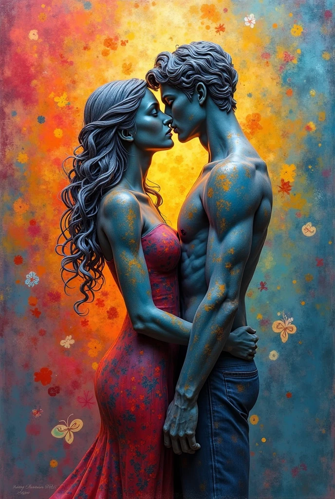 The kiss painting as a element water painting
