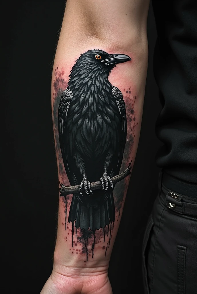 Create a black and white pointillism tattoo of Odin&#39;s raven Viking referring to war and sacrifice in pointillism with many elements 