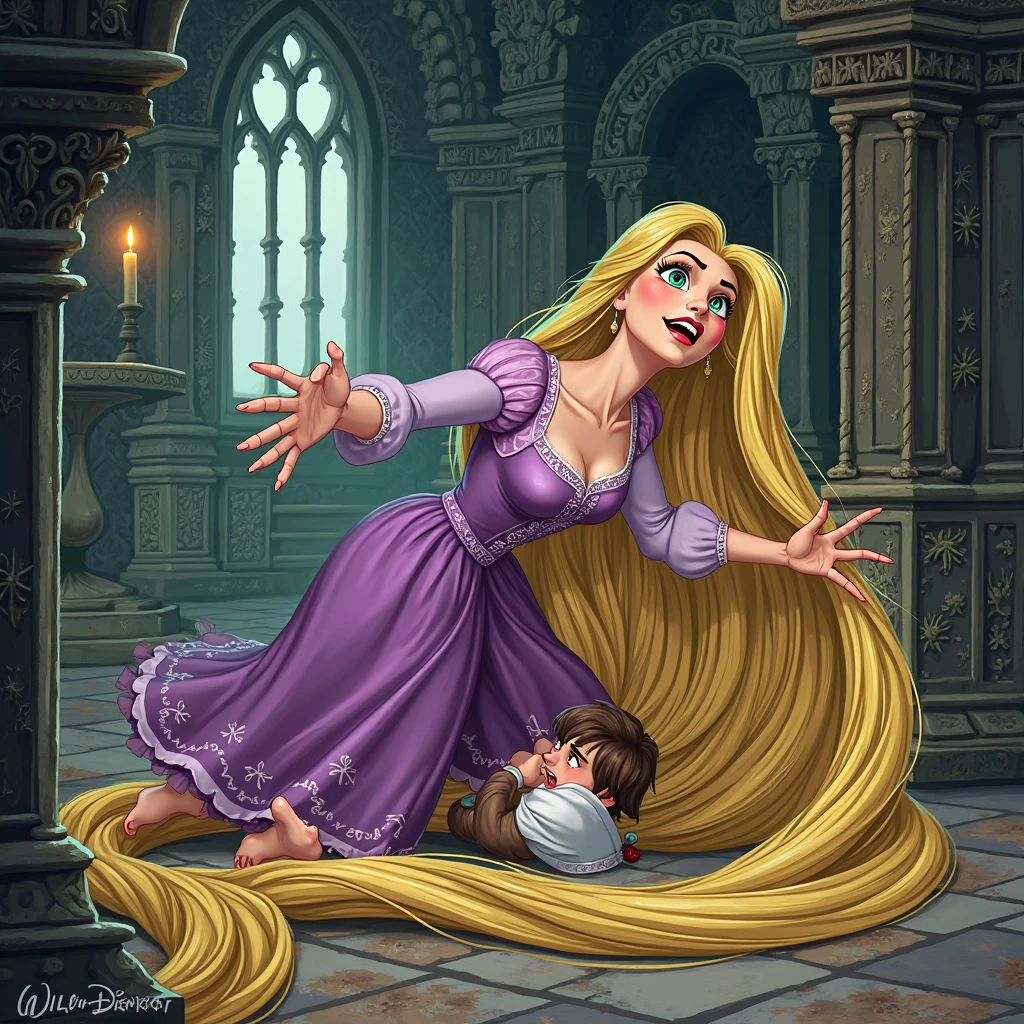 Rapunzel, rape in doggy style, blood on anus