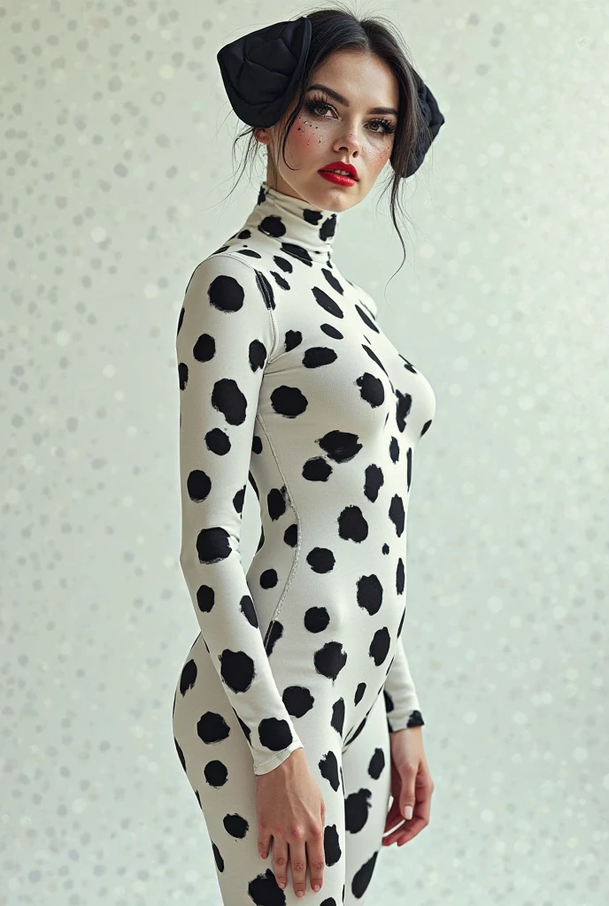 the beautiful,slender thin and prettiest Malaysian muslimah adult girl with beautiful cheeks wears white colour leopard print lycra turtleneck unitard catsuit covered with black seamless spots and always wear white leopard colour print lycra elastane stretchy dance wear hijab covered with white leopard seamless spots.She feeds her betta in the fish bowl with fish pellets.