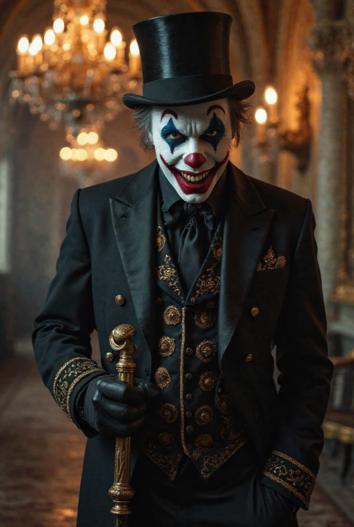 On the battlefield of gunsmoke,A clown with a twisted smile,With two daggers,Wearing a top hat,Hide behind the back of the soldiers,Raid in the shadows,assassins,assassination,character splash art,The art of assassination,assassins creed