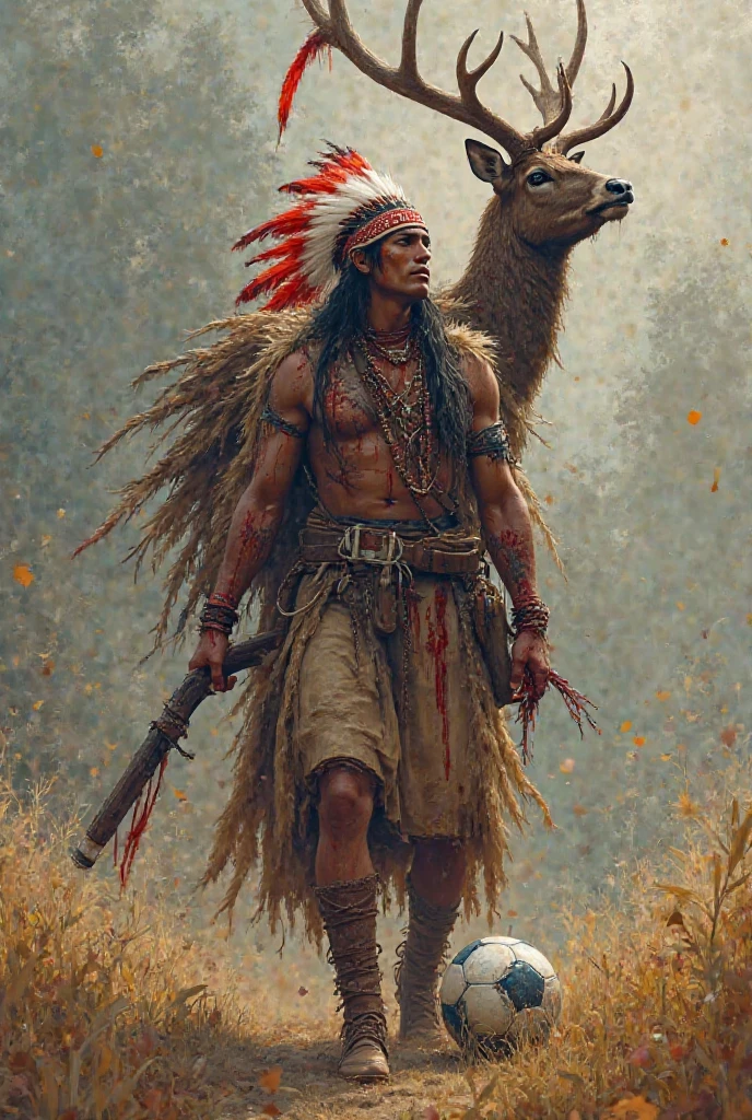 masterpiece, best quality, American Lakota Sioux tribe running hunting after buffalo, spear, exciting spirit face, realistic, lifelike, cinematic, scratches, full body, clear facial expressions