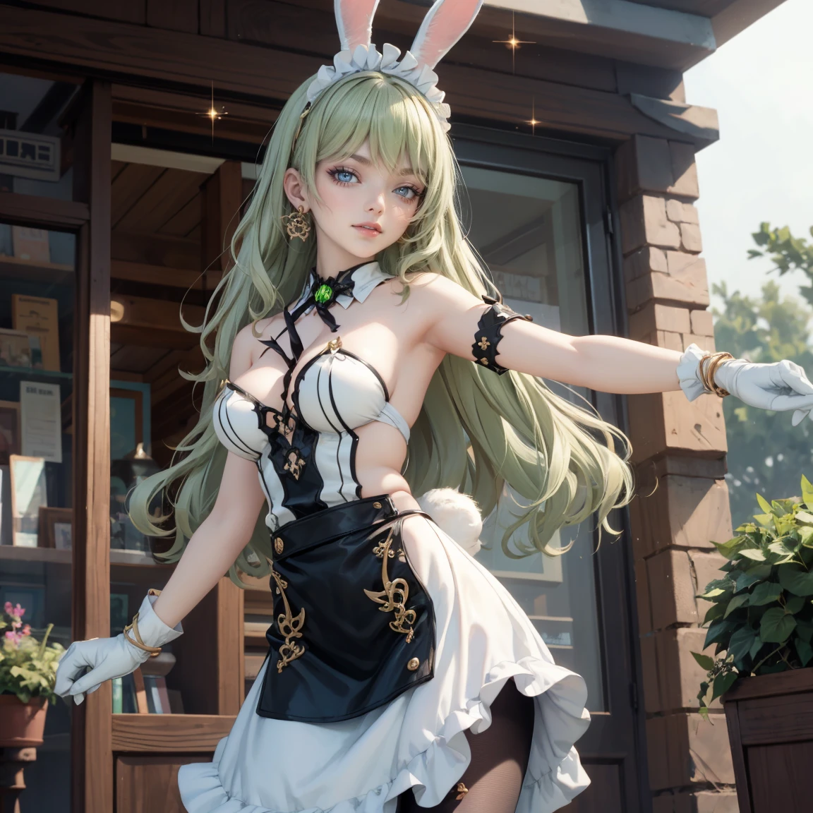 (masterpiece, best quality:1.2), Easter style, 一个可爱的机械蜂鸟穿着Easter style, Made of fine copper and silver components,Eyes like sparkling gems, Stand in a fantasy garden full of steampunk Easter elements. hummingbird holding an easter egg,Surrounded by exotic plants and Easter eggs. hummingbird's body shines under the neon lights, Demonstrating the high precision of its mechanical components. This scene incorporates elements of whimsy, And technology, and tradition, Create a unique and imaginative setting for Easter.