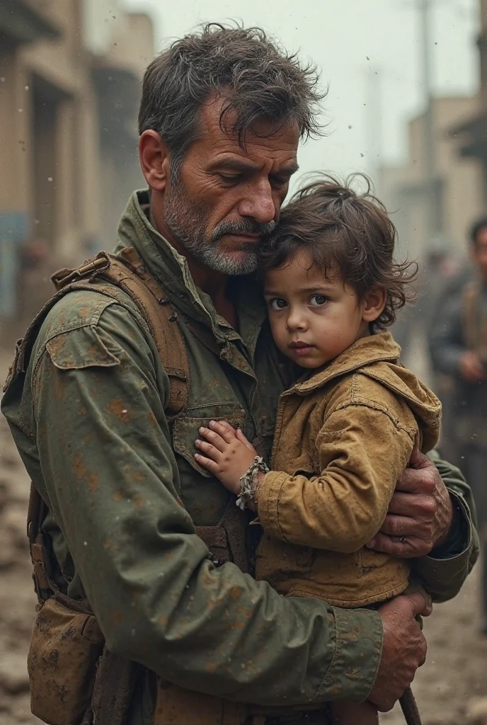 father crying in war