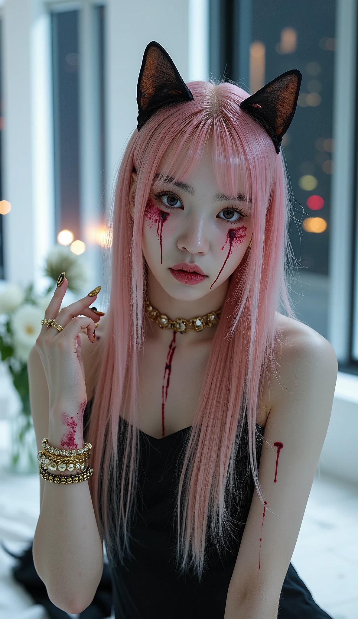 Highest quality, masterpiece, look up, cute,(Horror),(((Beautiful zombie girl))),Dead,Trying to bite,(((Bleeding,Injured))),(((Shedding tears of blood))),((口からBleeding)),((Covered in blood)),((Bitten all over the body)),((Sexy)),(sexy),((Small breasts)),Baby Face,(Middle school students),Blonde,((Masturbation)),(((Blowjob))),(((Sex,sexual behavior))),Beautiful Style,Lower body exposed,((Pale skin)),Sensual look,Embarrassed,Sexy表情,Expressions of delight,(Dark atmosphere),(Dark atmosphere,fear),((Dim lighting))