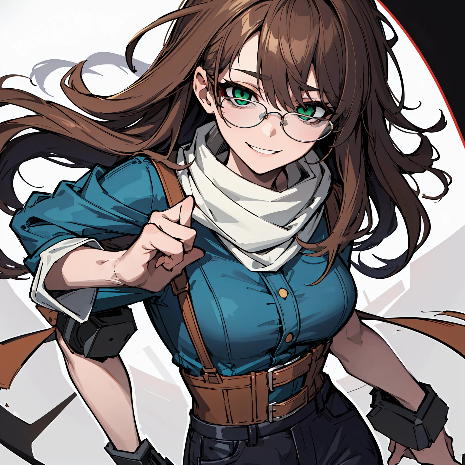 (Best quality, A high resolution, Textured skin, High quality, High details, Extremely detailed CG unity), (female) Enchanted,having fun,Being in love,engineer in fantasy world, hair up style, neat hair, no bangs, black frame glasses, wearing hat, wearing mechanic suit, mature body, female mechanic, solo person,Dazzle, woman, beautiful, (indoors), (working on robot), detailed robot, (holding wrench: 1), steampunk