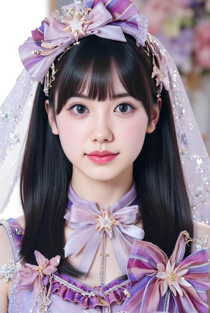 Age: Girl Body type: Slim,,short
顔
round face,
Mischievous smile,
目
big eyes,violet eyes,
鼻
small nose,
口
full lips,
Hairstyle: long hair,colorful hair,multi-colored hair,
Princess costume,
Accessory tiara background fantasy_cityscape,
Wide angle,
Posture,