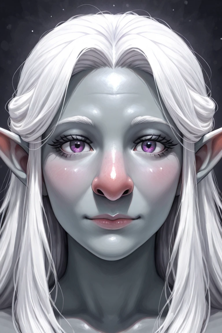 score_9, score_8_up,score_7_up, score_6_up, score_5_up, score_4_up, extra earth woman, confused, best quality, highres, full shot, solo, beautiful, makeup, soft lips, ((blue skin)), full black eyes, pointed ears, (white long hair), simple background, white background, small breast,