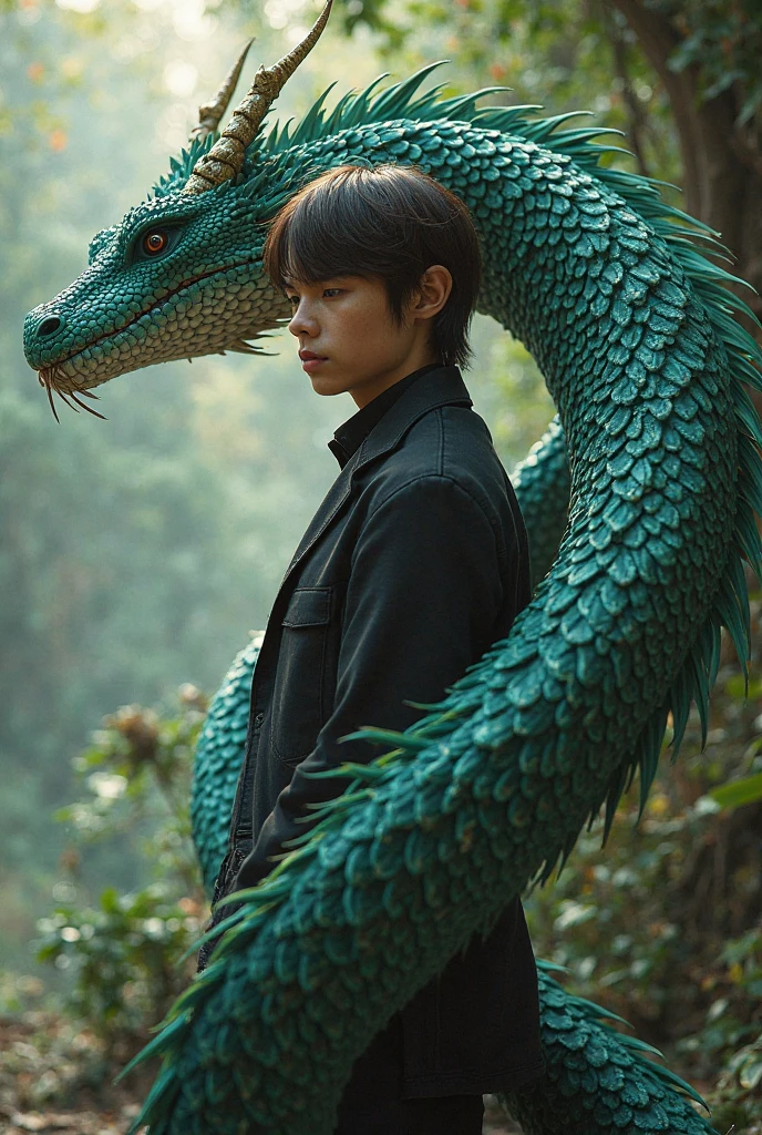  boy, dark haired ,  approximately 5 years, riding a blue dragon