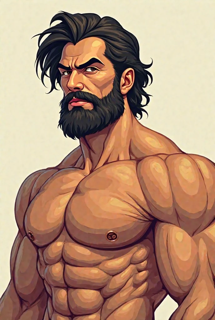 A muscular and hairy man with a big cock