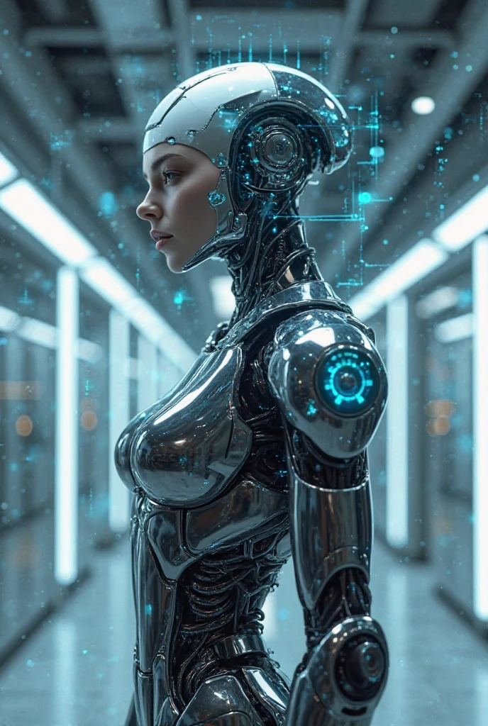 Dystopian, [sci-fi], High Detail RAW color Photo, Full front Shot, of (cute female arterial intelligence, front angle, cybernetic enhancements), full latex bodysuit, indoors, standing, (inside cryogenic chamber, in advanced cyberpunk research facility), toned physique, large perky breasts, normal nipples), (pale skin), (cybernetic implants:1.2), (augmentations), (cyborg:1.1), (detailed skin, diffused skin pores), silicone, metal, (highly detailed, fine details, intricate), (lens flare:0.4), (bloom:0.4), diffused soft lighting, raytracing, shallow depth of field, (Oliver Wetter), photographed on a Canon EOS 5D, 90mm micro lens, f/8, sharp focus, smooth, cinematic film still from Blade Runner 2049, thick thighs, wide hips [Cyberpunk:Dieselpunk:0.25] 