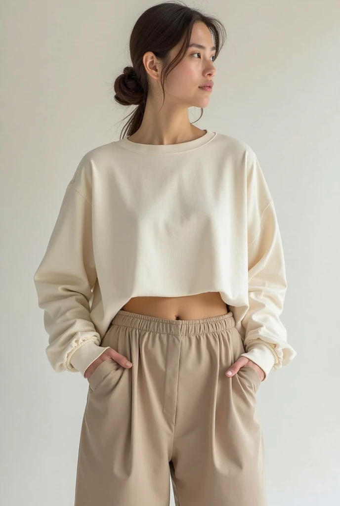 um close up de uma mulher linda de cueca em uma cama, trending on r/streetwear, vestindo moletom, she is wearing streetwear, vestindo um pescador 🧥, sweater, 🍂 fofo, streetwear casual, streetwear casual bonito, frio como gelo! 🧊, roupas casuais, perfeitamente proporcionado, roupas casuais, roupa cara, roupas detalhadas, roupas realistas, roupas frescas