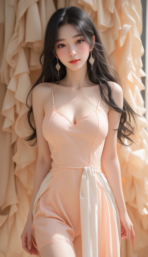 ((top-quality、8K、​masterpiece:1.3))、1 indian girl in、Apron naked、very beautiful face、Beauty of slim abs:1.3、(Casual Hairstyles、huge tit:1.2)、Apron naked:1.1、a smile、kitchin、focus、cleavage of the breast、teats