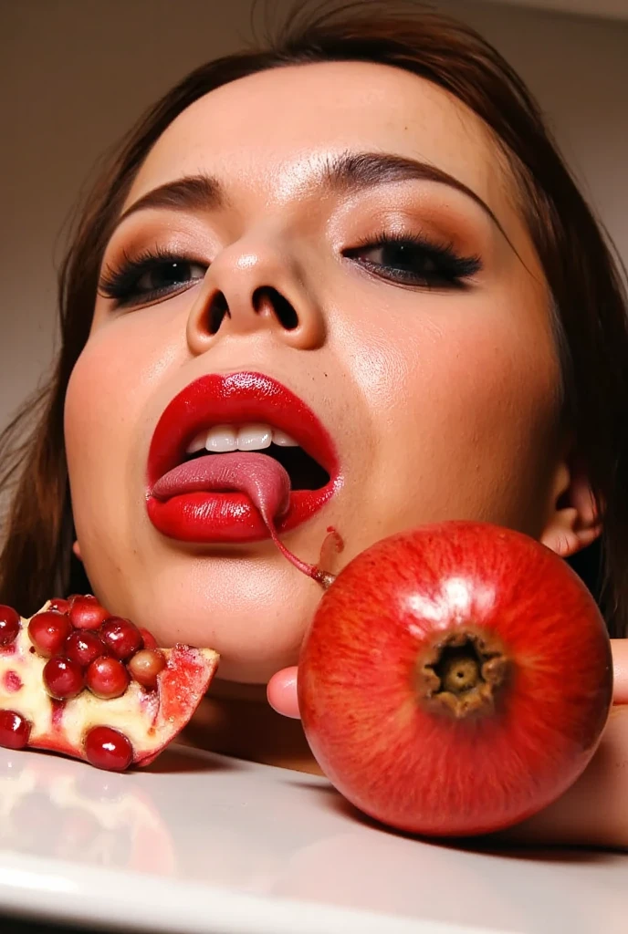 Incredibly sexy lesbians nude, eating strawberries off one another. bedroom. seductive foreplay