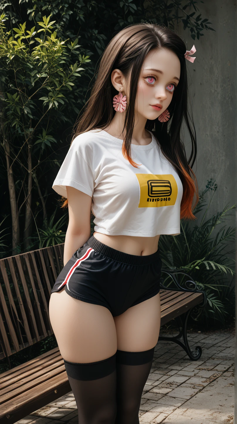 Adult girl, black hair, tshirt yellow, no pants, big breast,clear skin, realistic
