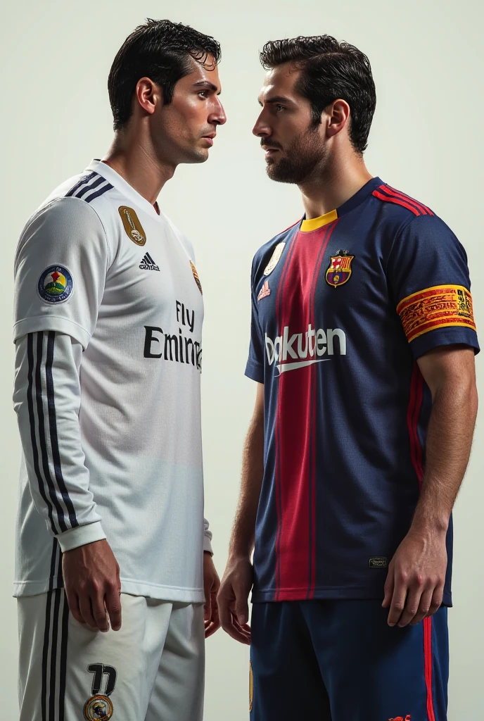 Ronaldo and messi together in real Madrid and Barcelona Kit's