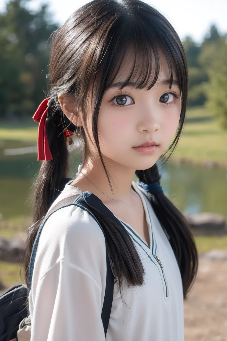 (top-quality、​masterpiece)、Neat and clean schoolgirl、petite person、13yo girl、Ponytail with black hair、Blouse with white collar、Red checked miniskirt、white  panties、beauitful face、(slim, Small, Flat, Small)、Detailed eyes、Black eyes、Double eyelids、outside of house、the wind、shinny skin、blurry backround、