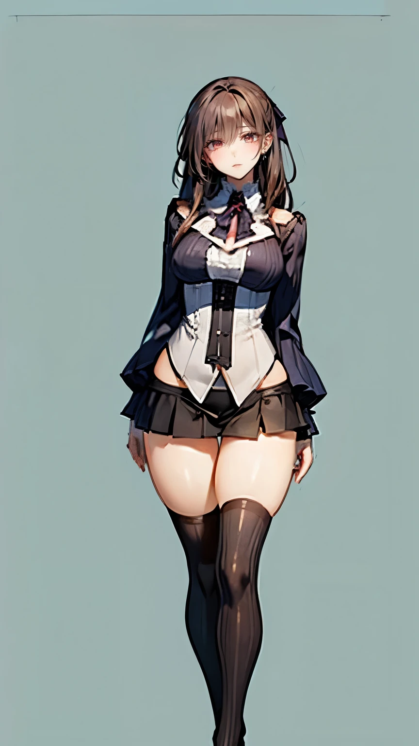 skirt suit, garter straps, glasses, underwear, panties, lace-trimmed bra