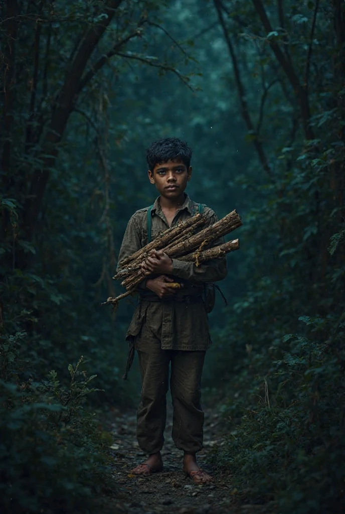 A ??? setting trap in a jungle near village