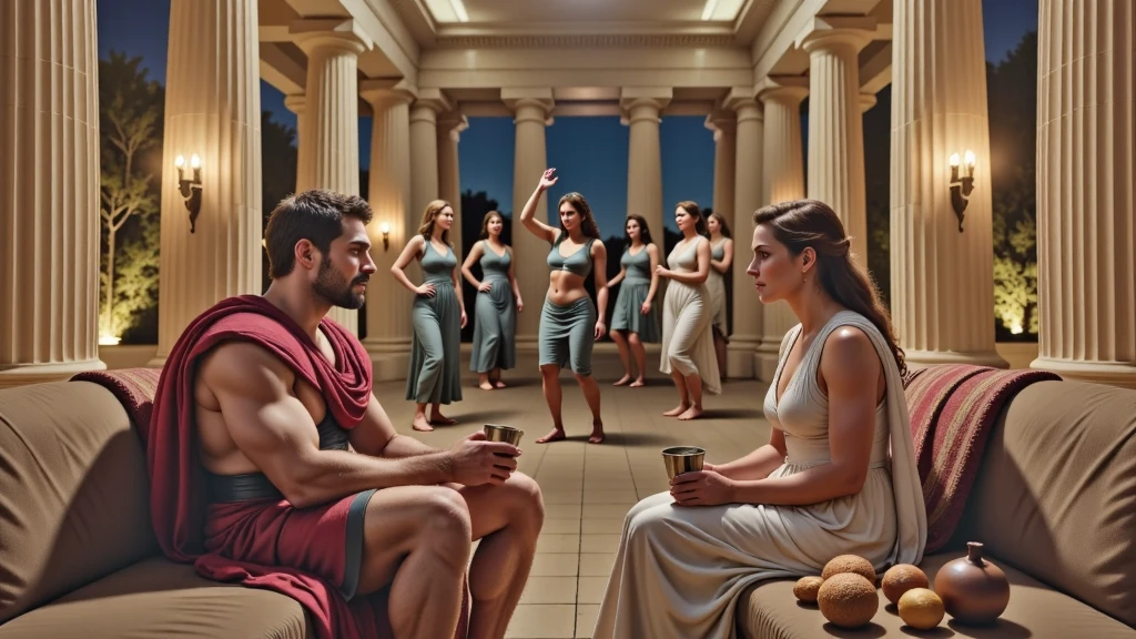 there are many man and a woman in the on the greek market, ground woman background, nude, naked, chicken and dog on ground, greek man with hurricane lamp running, a Greek man walking and debate with another old man, another poor man sitting on floor, female god statue, full body white cloak, shield, bow, sword, white hair, masculine, mature, naked, hairy torso, fantasy, intricate, elegant, highly detailed, digital painting, concept art, smooth, sharp focus, illustration, amor, helmet, sword, shield, Greek god. handsome,painted of rugged zeus and queen hera singing with lia, god of thunder, female greek god, white hair, masculine, mature, handsome, upper body, muscular, hairy torso, fantasy, intricate, elegant, highly detailed, digital painting, artstation, concept art, smooth, sharp focus, illustration, art by gaston bussiere and alphonse mucha, almost naked