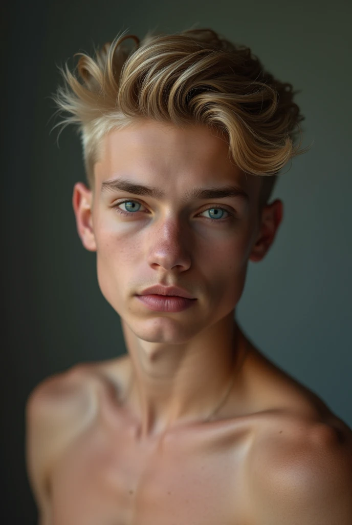 photo of Lucky Blue Smith, upperbody portrait photo of young man, top model top model, skin pore, cinematic lighting