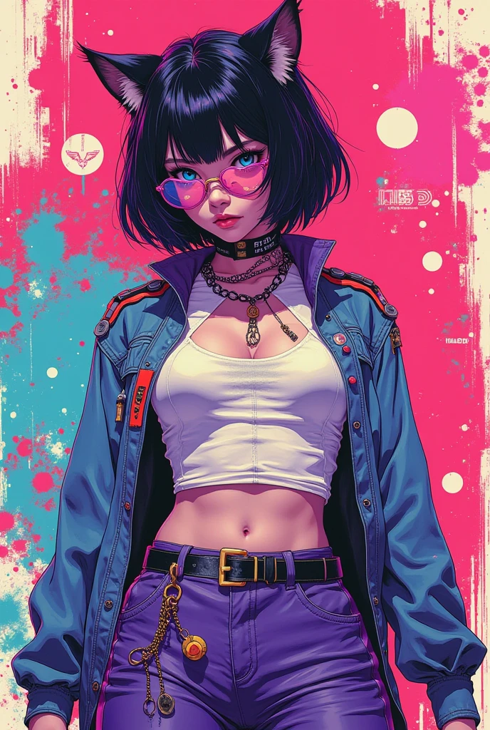 score_9_up, score_8_up, score_7_up, retro neon punk, 1girl, solo, <lora:NeonPunk:1>