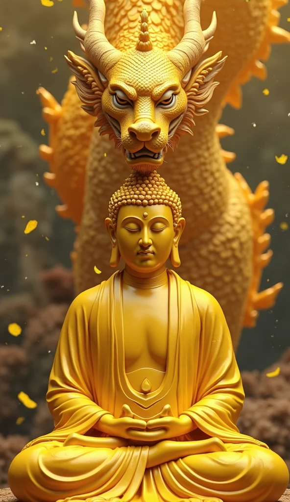 3d ai image of amoghsiddhi buddha ,five joined headed naag over his head