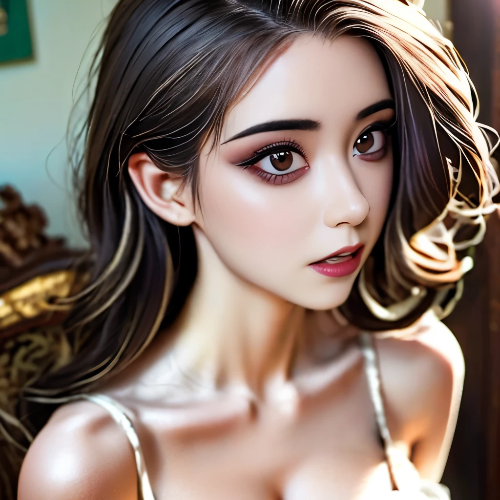 a woman in an evening dress, holding a glass of wine, seducing the surroundings, beautiful detailed eyes, beautiful detailed lips, extremely detailed eyes and face, long eyelashes, photorealistic, cinematic lighting, dramatic lighting, dramatic shadows, high quality, 8k, detailed background, luxurious interior, opulent, elegant, sophisticated, alluring, mysterious, sensual, captivating