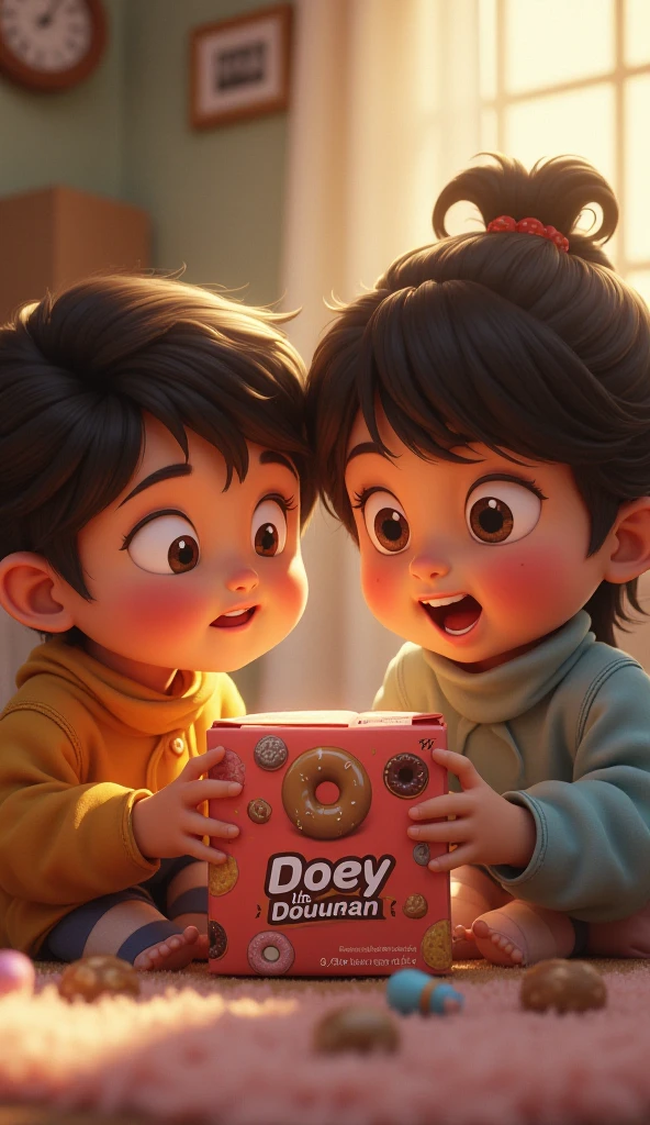a beautiful hijab-wearing Korean teenage girl and a Korean boy with thin, neat hair.Wearing a purple panda-patterned sweater.sitting on the hood of a white Jeep with gold neon low-profile rims.hugging the beautiful Muslim woman in matching attire, in the background of a quiet street on a sunny day.spotlighting from the jeep