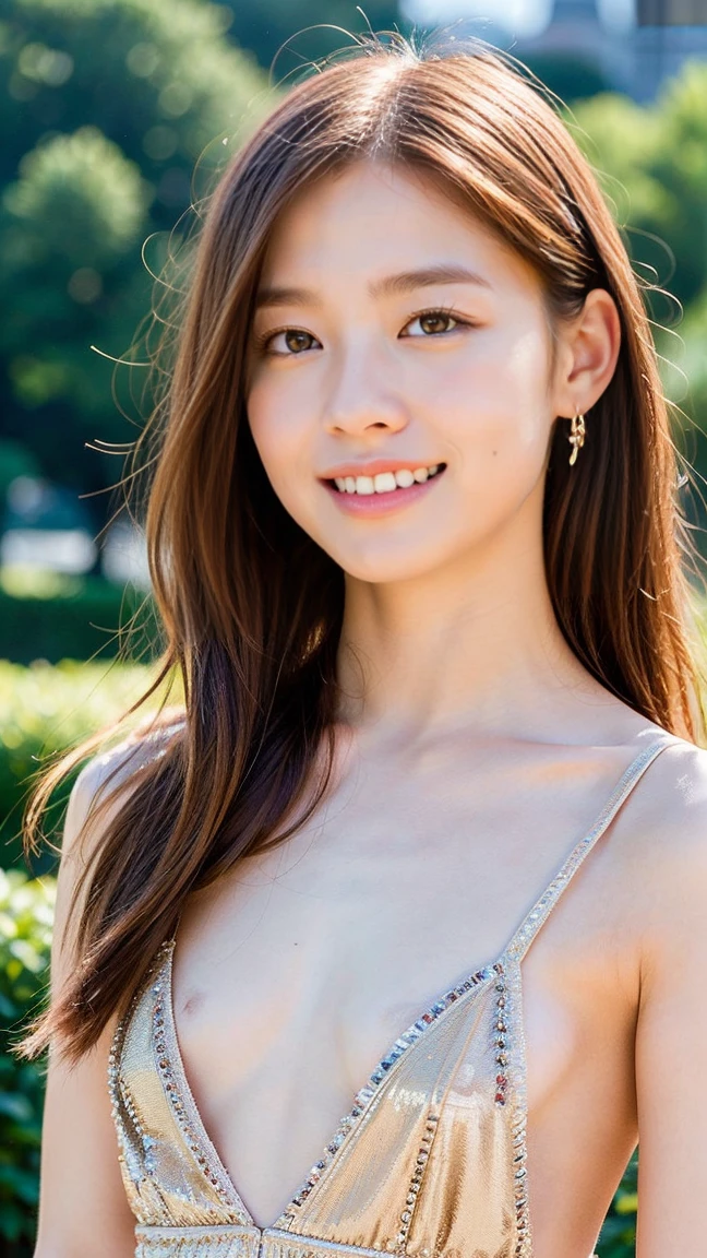 (masterpiece:1.3), (8k, Photorealistic, RAW Photos, Best image quality: 1.4), Japanese 、(Random hairstyle:1.2,)、Super detailed face、Pay attention to the details、double eyelid、Beautiful woman:1.4、Brown Hair、Highest quality、masterpiece、(Photorealistic:1.4、Me at the riverbank、Japanese high school students、Very large breasts、thin色の透け透け下着姿)、Highly detailed and professionally lit smile、thin、Buckshot、