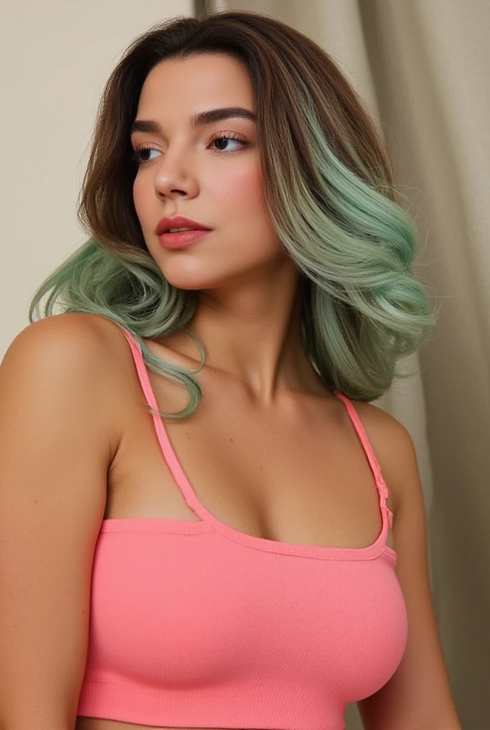Jolie fille à 20 ans, ((20 ans:1.5)), Very classy dark brown hair, Yeux verts bleus, ((mixer de couleurs:1.5)), Get involved in the filming, flirting with the camera, natural hair, ((smelly hair:1.5)), discreet makeup, ((make-up subtil:1.5)), Chemise blanche moulante, Shorts moulants, En plein air, summer, sunbathing, 135 mm, Canon, ((F/16:1.5)), Ultra high dice