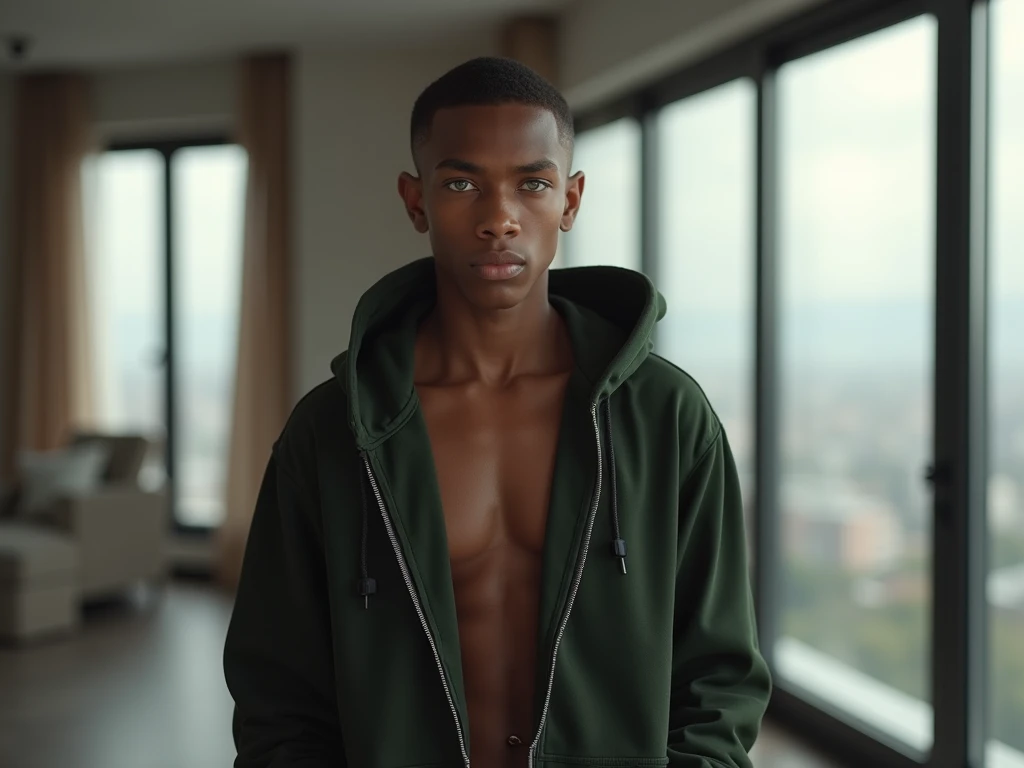 181 cm tall, 22-year-old shirtless male model, thin lean figure, short platinum blond hair messy layered hair, side swept bangs, Germanic-Icelandic features, black pants, intense look, standing in large chic dark walk-in closet lined with colorful woman's clothes, photorealistic, cinematic