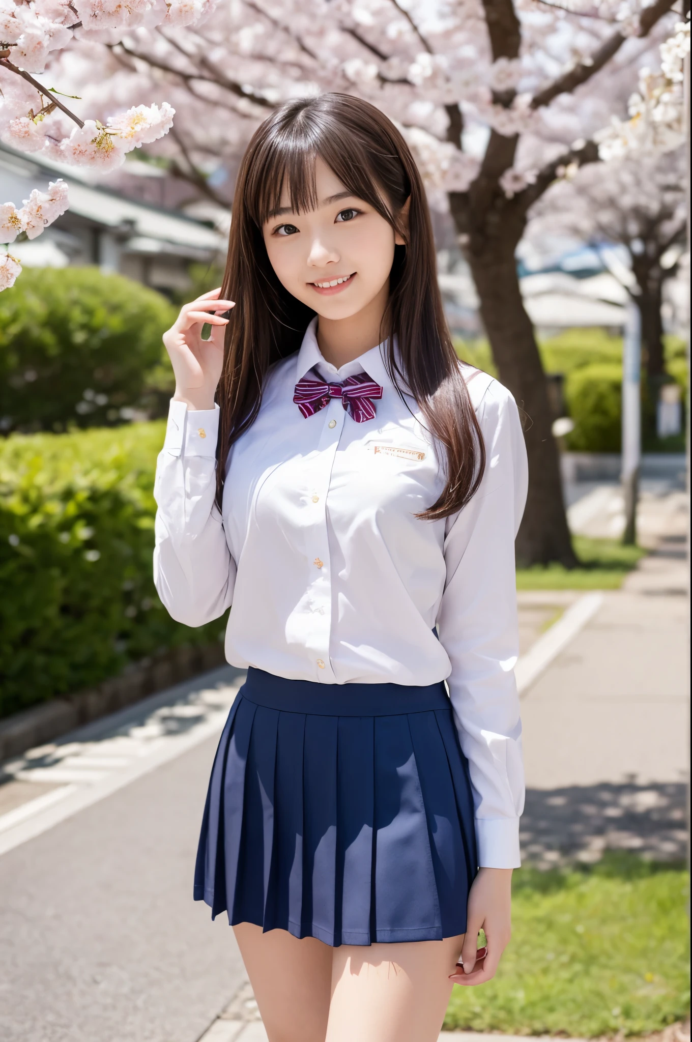 A close up of a woman in a skirt and a bow tie - SeaArt AI