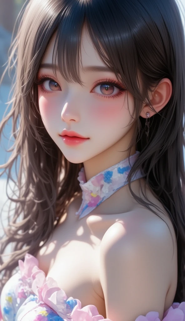 (best quality, realistic:1.37), vibrant colors, portrait, studio lighting, detailed eyes and lips, floral garden backdrop