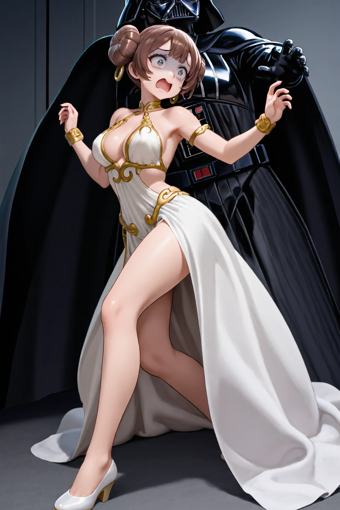 Natalie Portman as Padme Amidala in her white Star Wars costume naked sexy full body showing her pussy