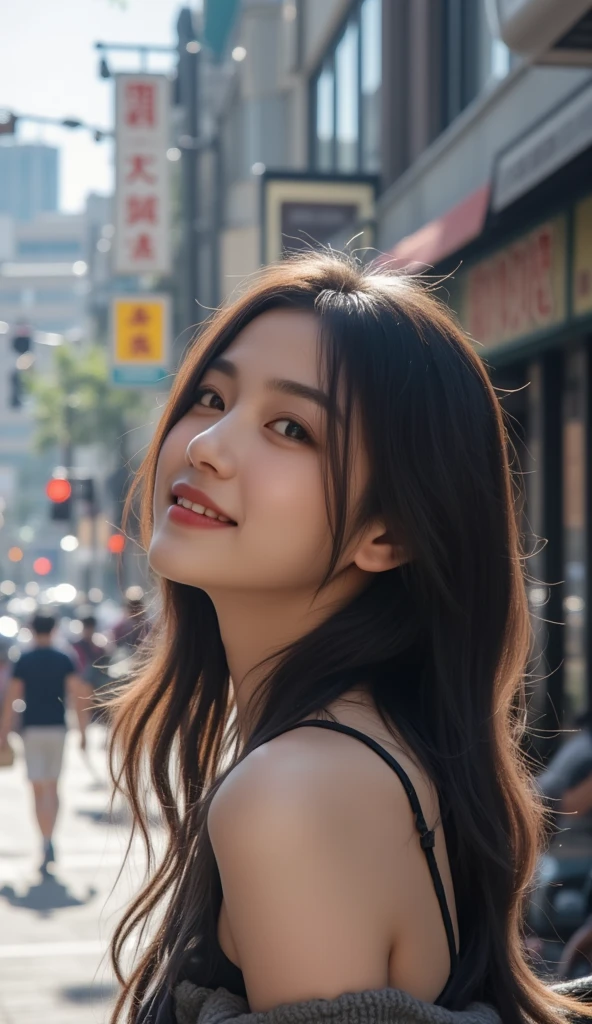 10, master-piece, RAW photo, full entire body, bestquality, photorealistic portrait, extremely detailed cg unity 8k wallpaper, Depth of Field, cinematic light, lens flare, ray tracing, (Very beautiful face............ , beautiful lips, beautidul eyes), Complex face details, ((ultra-detailed skin)) 1girls, In the dark, Deep Shadows, A Beautiful Girl, (The body is very slender....  :1.3), ((looking at the audience)),(big smile:1.3), Clear eyes, Front Shot, (pale skin), (Look very far ahead............., (upper body shot), (Brown cooked for the audience.............:1.3), Very thin, mediuml breasts, thick thighs,, city scape,(Random trendy clothes, gene), (Random environment,daylight), (Random environment,in tokyo city)