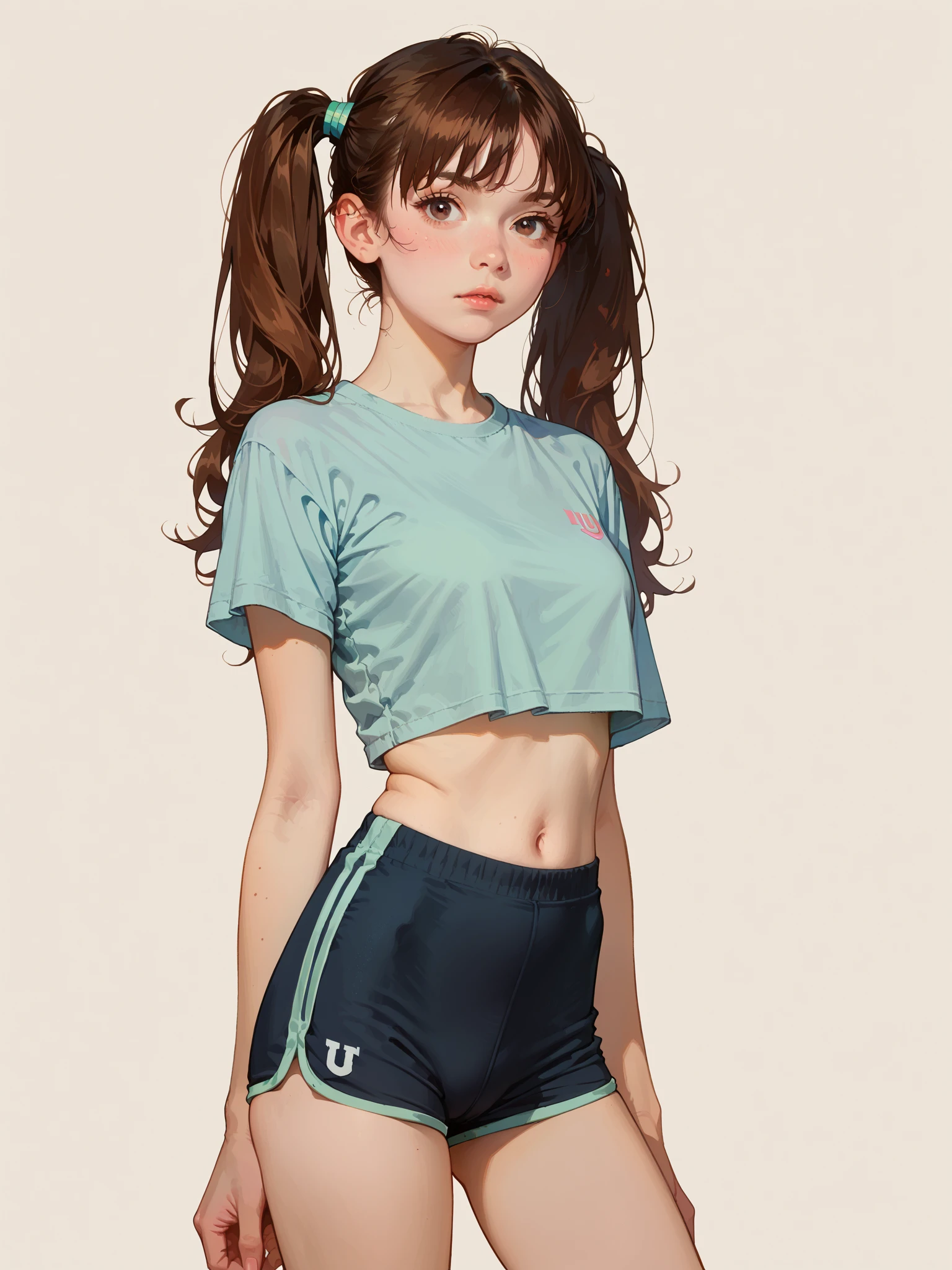 Japan girl one beauty white mini skirt real photo blonde ponytail navel tank top white buruma real 19 years old thigh upper arm collarbone calf tai chi nozomi sasaki realistic sexy --auto
