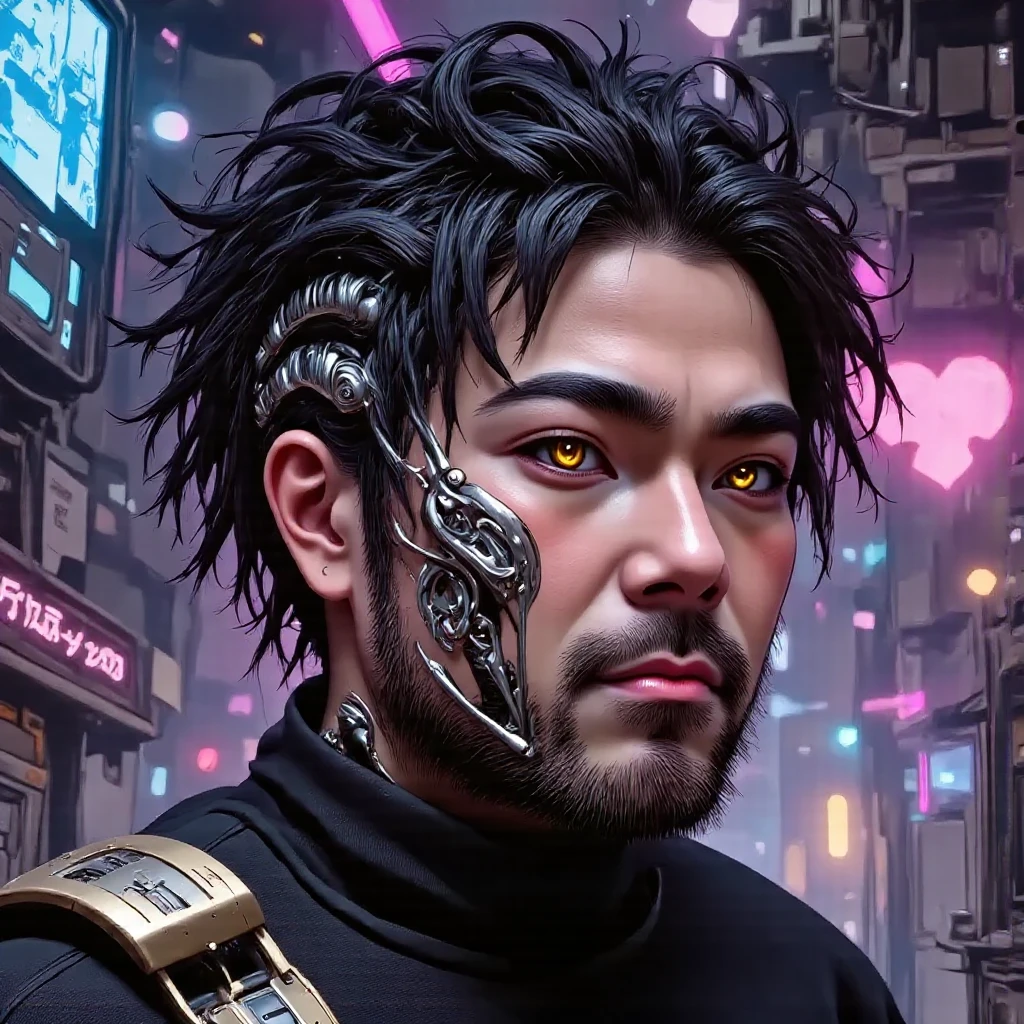 Portrait Cyborg Man Vaporwave Style, Drawn with Photoshop, Synthwave art style ]!!, Vaporwave Art, [ Synthwave art style ]!! ]!!, in style of digital illustration, [ Synthwave art style ]!!, Synthwave art style, ( ( ( cynthwave ) ) ), Digital Art Style