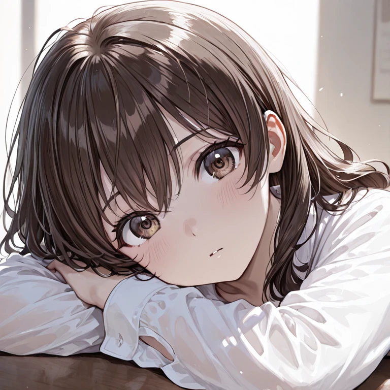 (High quality, High resolution, Fine details), (kissing face), T-shirt, solo, curvy adult women, light brown hair, (Close eyes), cat ears, blush, Sweat, Oily skin, (Facing front), (Focus Face:1.2), soft lighting, warm color palette, cinematic composition, ethereal, Soft tones, shallow depth of field