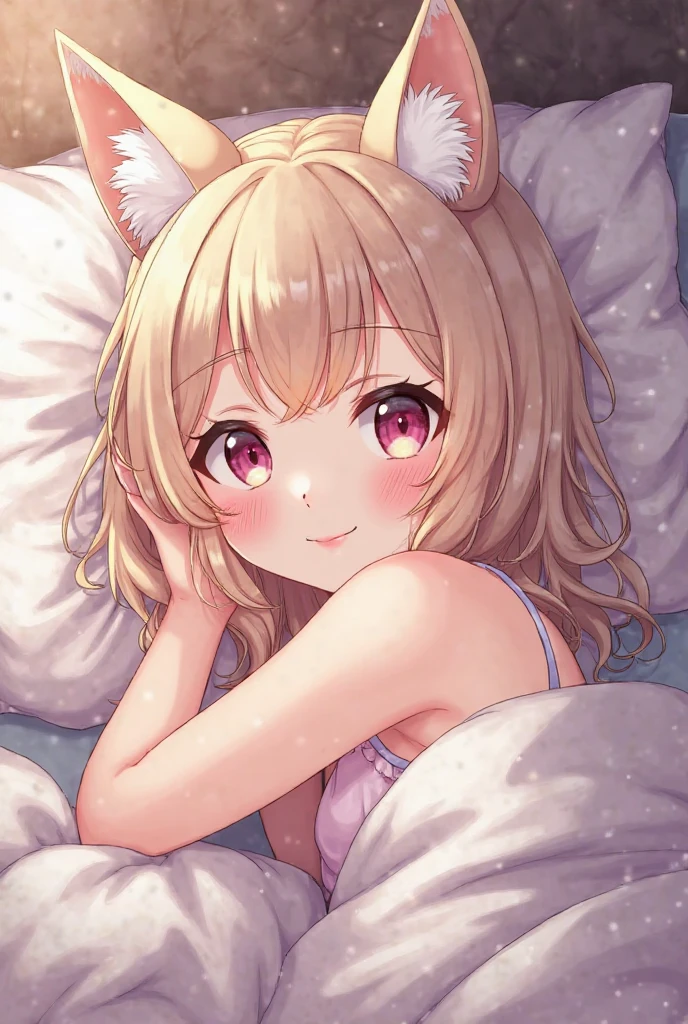 Anime cat girl in bed