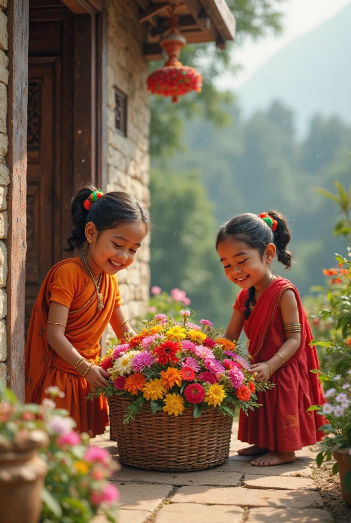 A bengali beautiful lady plant tree with children